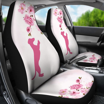 Pink Dachshund And Floral For Flower And Dog Lovers Car Seat Covers