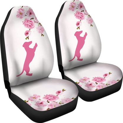 Pink Dachshund And Floral For Flower And Dog Lovers Car Seat Covers