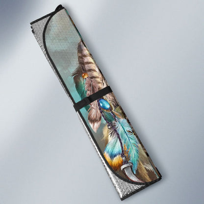 Car Auto Sun Shades Native American Wolf Dreamcatcher