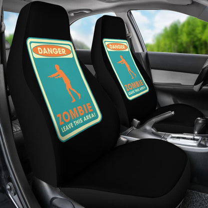 Danger Sign Zombie Leave This Area Car Seat Covers Custom