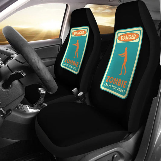 Danger Sign Zombie Leave This Area Car Seat Covers Custom