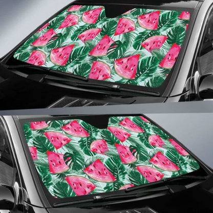 Watermelons Tropical Palm Leaves Pattern Car Auto Sun Shades