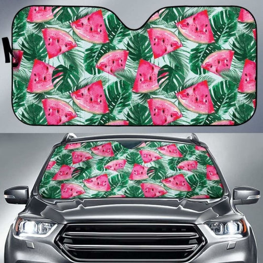 Watermelons Tropical Palm Leaves Pattern Car Auto Sun Shades