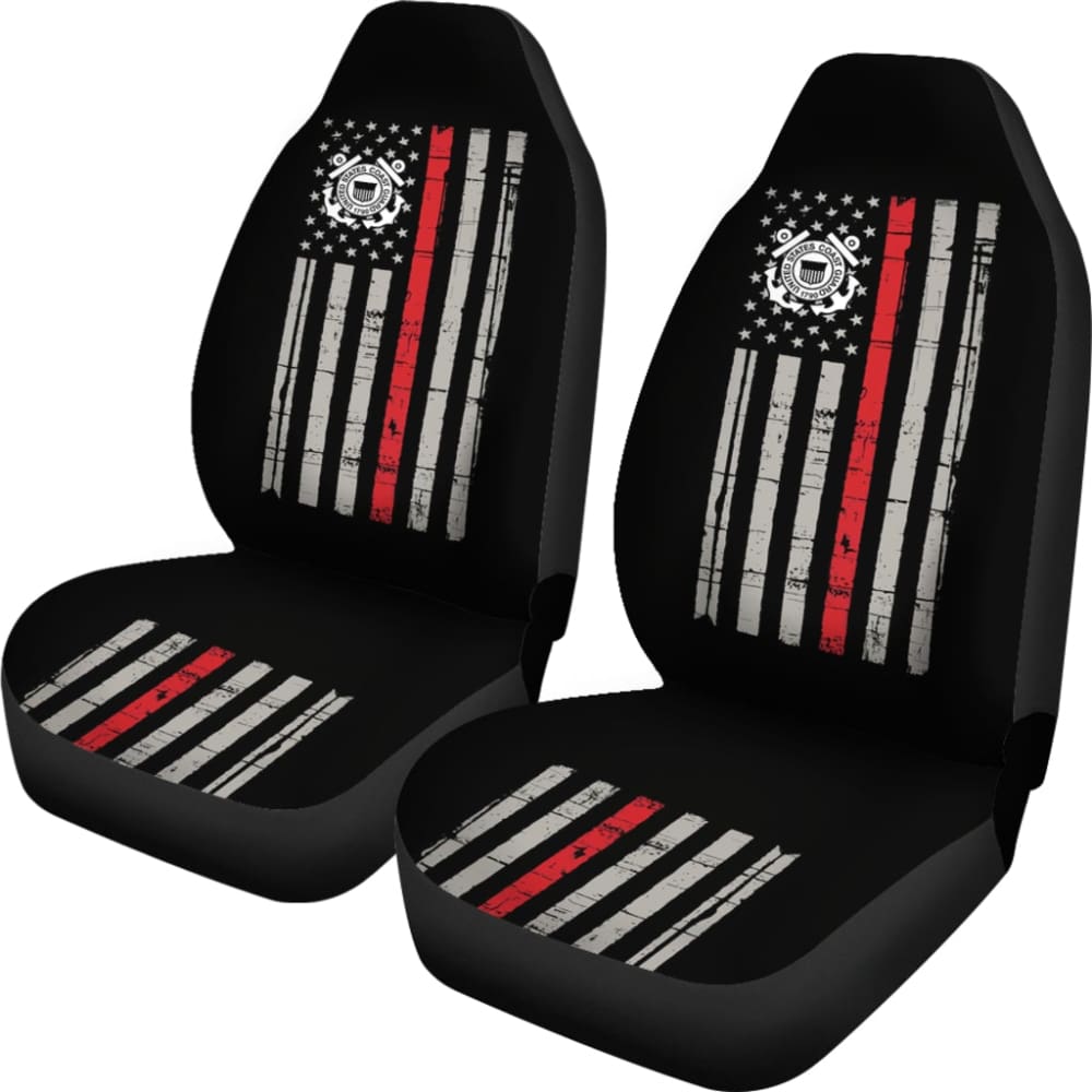 Thin Red Line American Flag US Coast Guard Car Seat Covers Custom