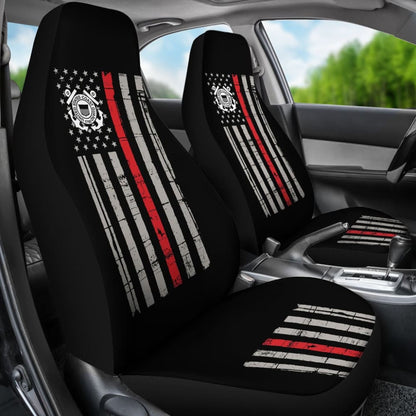 Thin Red Line American Flag US Coast Guard Car Seat Covers Custom