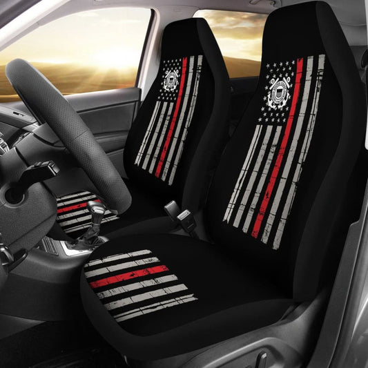 Thin Red Line American Flag US Coast Guard Car Seat Covers Custom