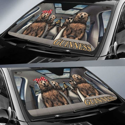 Family Bear Drink Beer Guinness Car Sun Shade Funny