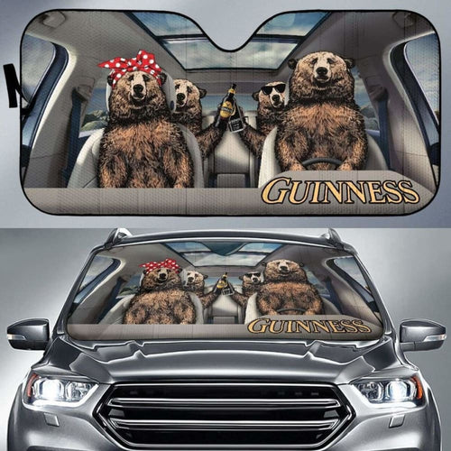 Family Bear Drink Beer Guinness Car Sun Shade Funny