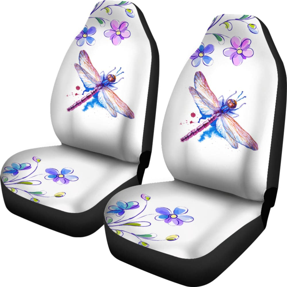 Dragonfly and Flower Print Car Seat Covers