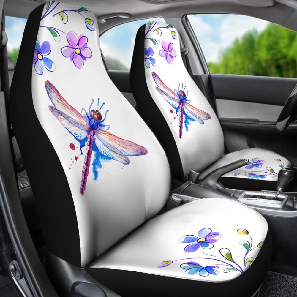 Dragonfly and Flower Print Car Seat Covers