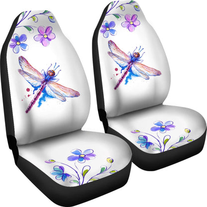 Dragonfly and Flower Print Car Seat Covers