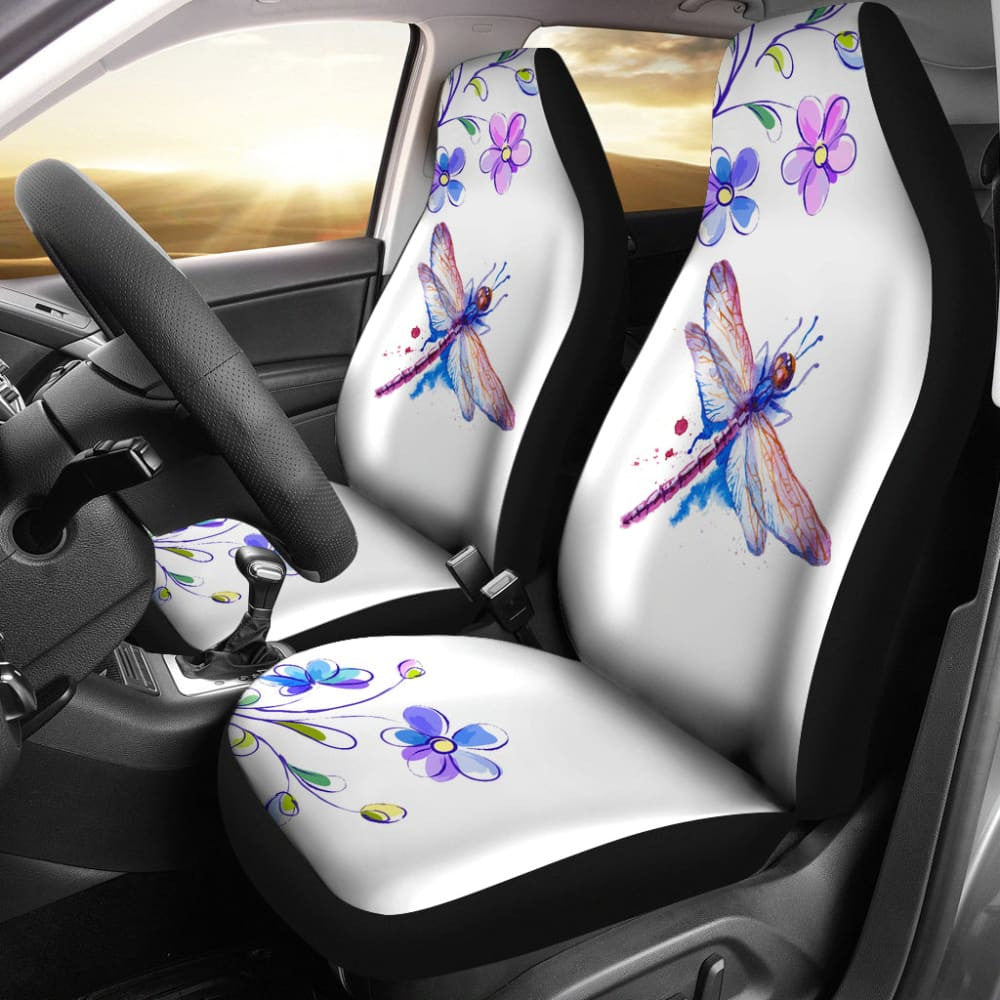 Dragonfly and Flower Print Car Seat Covers