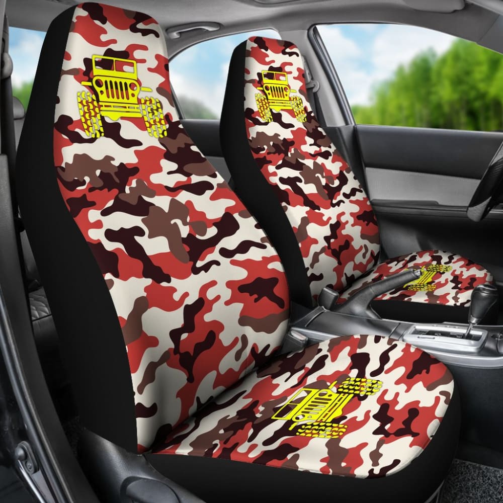 Orange Camouflage Color Dark Brown Jeep Car Seats Covers