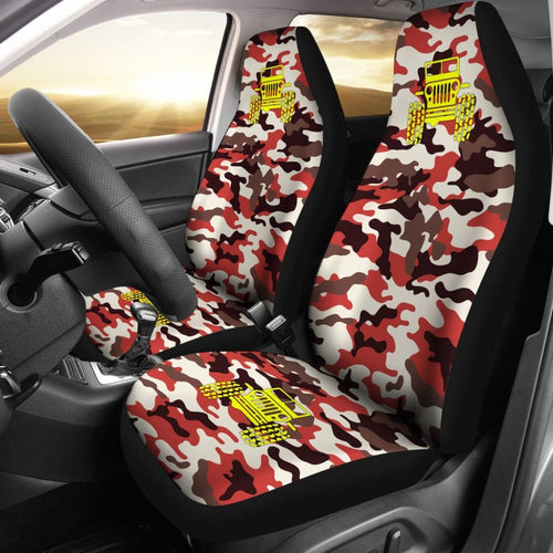 Orange Camouflage Color Dark Brown Jeep Car Seats Covers
