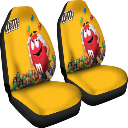 Red Yellow M&M Chocolate Car Seat Covers Car Accessories Decoration
