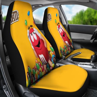 Red Yellow M&M Chocolate Car Seat Covers Car Accessories Decoration