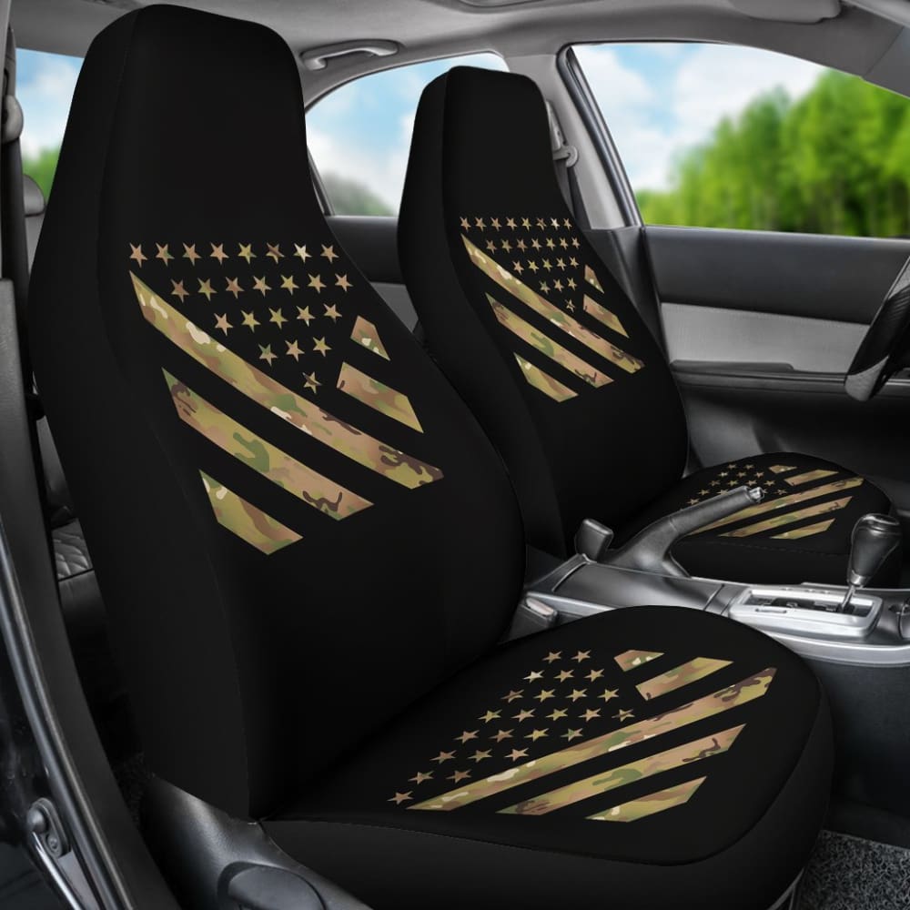 Amazing Green American Flag Stars And Stripes Car Seat Covers