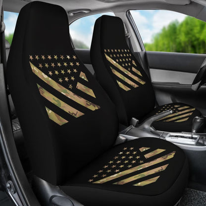 Amazing Green American Flag Stars And Stripes Car Seat Covers
