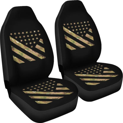 Amazing Green American Flag Stars And Stripes Car Seat Covers