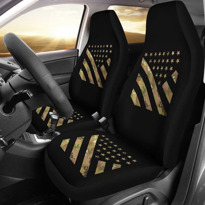Amazing Green American Flag Stars And Stripes Car Seat Covers