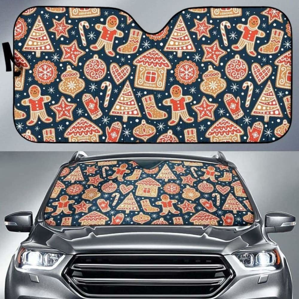 Christmas Gingerbread Cookie Pattern Car Auto Sun Shades