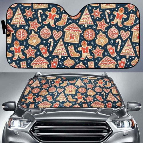Christmas Gingerbread Cookie Pattern Car Auto Sun Shades