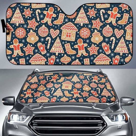 Christmas Gingerbread Cookie Pattern Car Auto Sun Shades