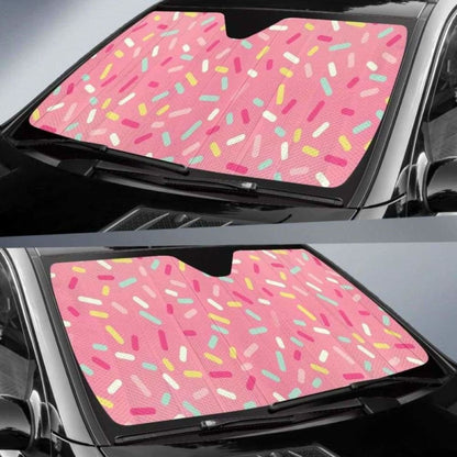 Pink Donut Glaze Candy Pattern Car Auto Sun Shades