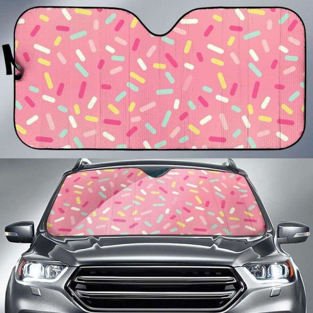 Pink Donut Glaze Candy Pattern Car Auto Sun Shades
