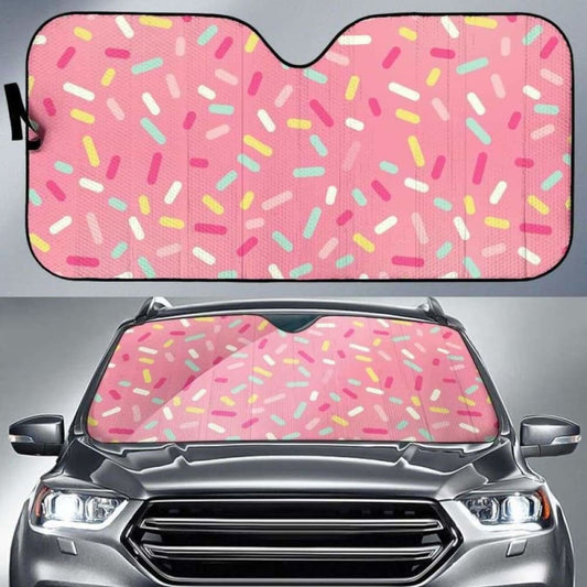Pink Donut Glaze Candy Pattern Car Auto Sun Shades