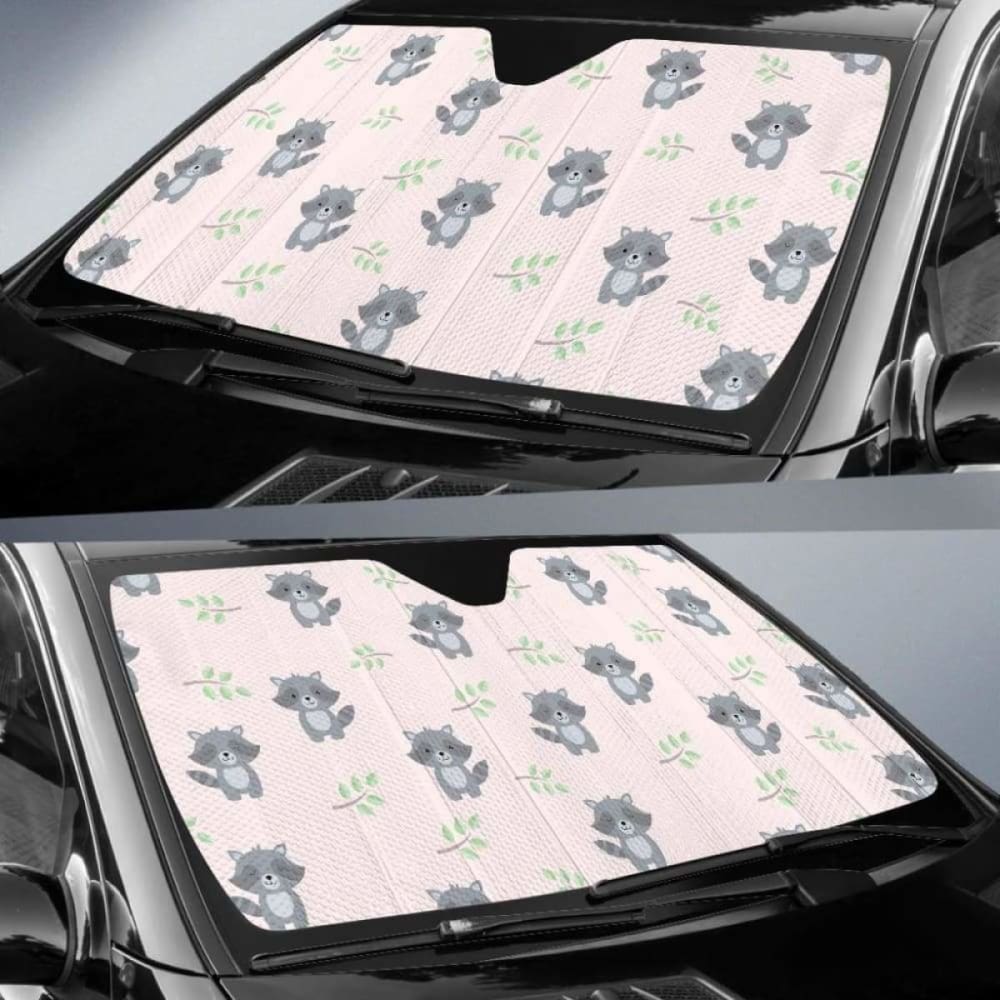 Cute Raccoons Leaves Pattern Car Auto Sun Shades