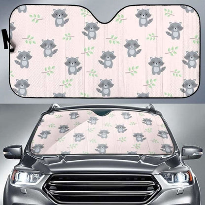 Cute Raccoons Leaves Pattern Car Auto Sun Shades