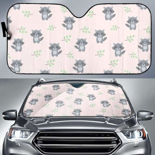 Cute Raccoons Leaves Pattern Car Auto Sun Shades