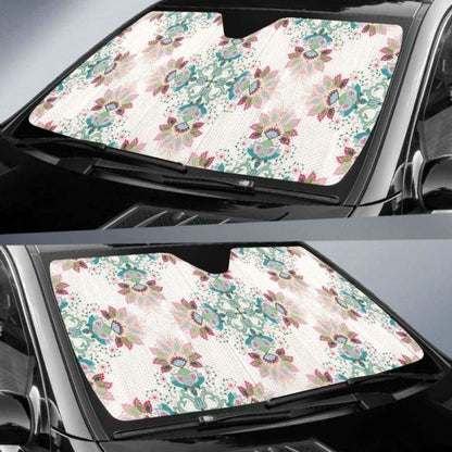 Square Floral Indian Flower Pattern Car Auto Sun Shades