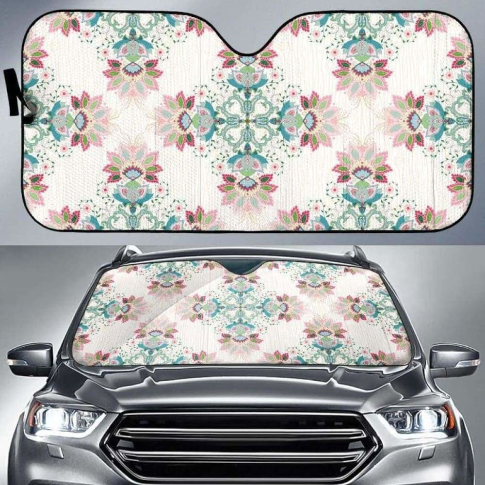 Square Floral Indian Flower Pattern Car Auto Sun Shades