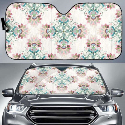 Square Floral Indian Flower Pattern Car Auto Sun Shades