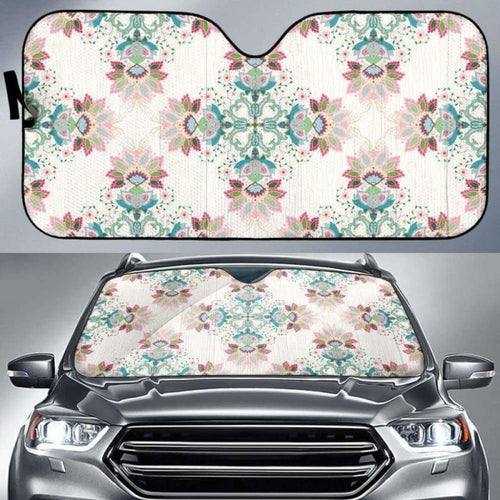 Square Floral Indian Flower Pattern Car Auto Sun Shades