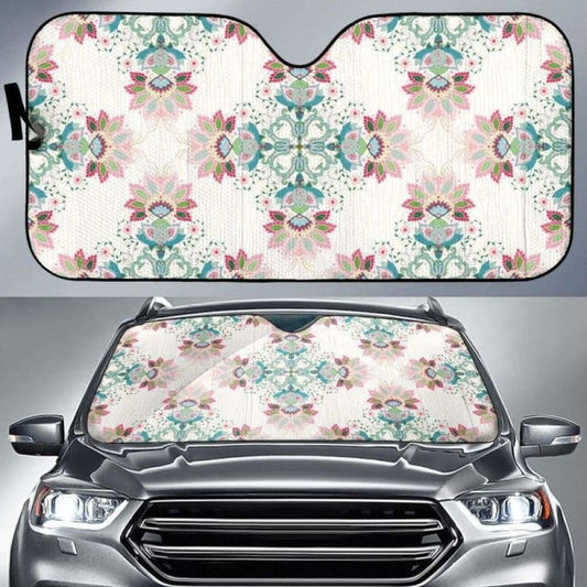 Square Floral Indian Flower Pattern Car Auto Sun Shades