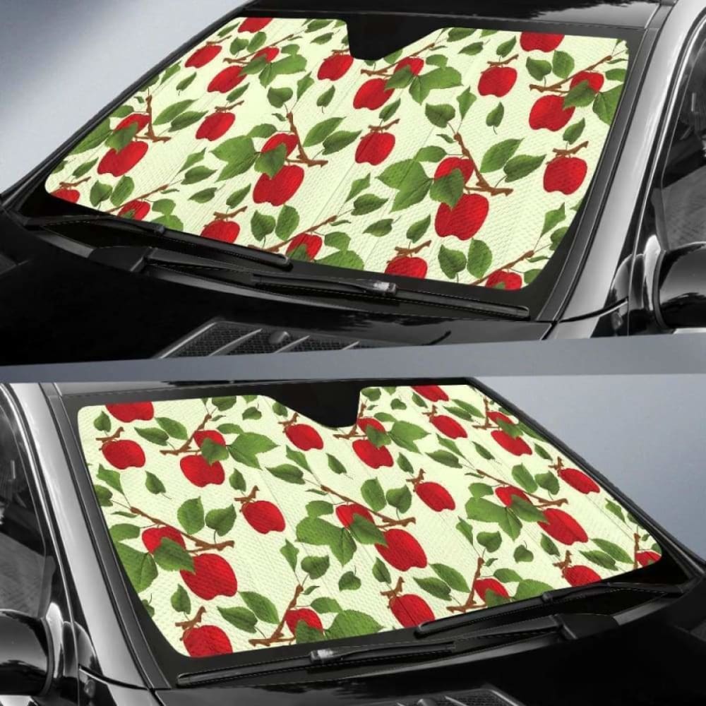 Red Apples Leaves Pattern Car Auto Sun Shades