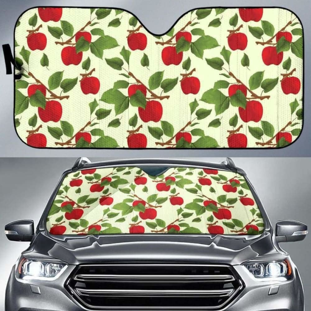 Red Apples Leaves Pattern Car Auto Sun Shades