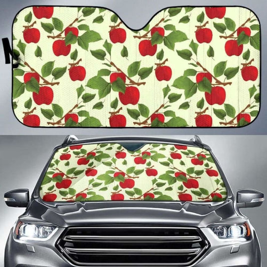 Red Apples Leaves Pattern Car Auto Sun Shades