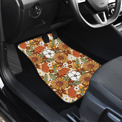 Retro Floral Mix Car Floor Mats