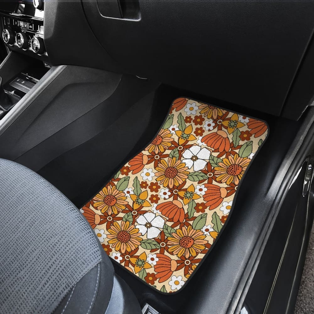 Retro Floral Mix Car Floor Mats
