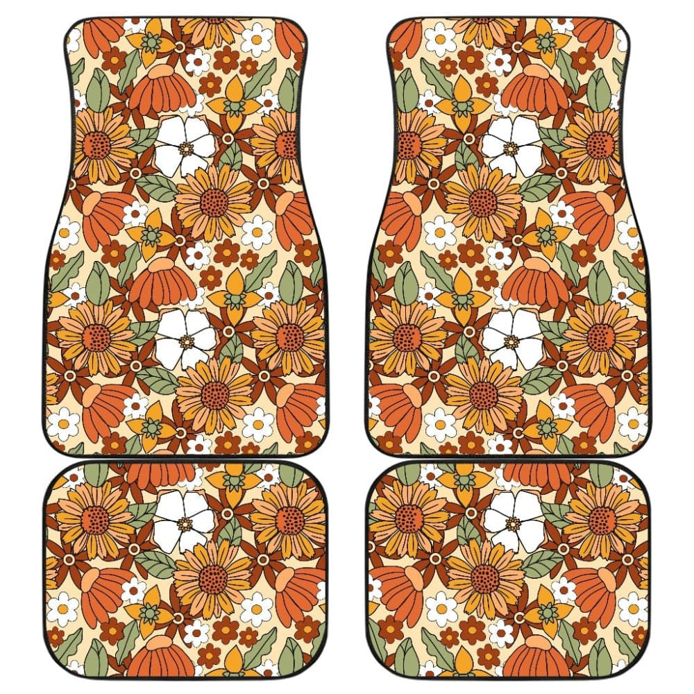Retro Floral Mix Car Floor Mats