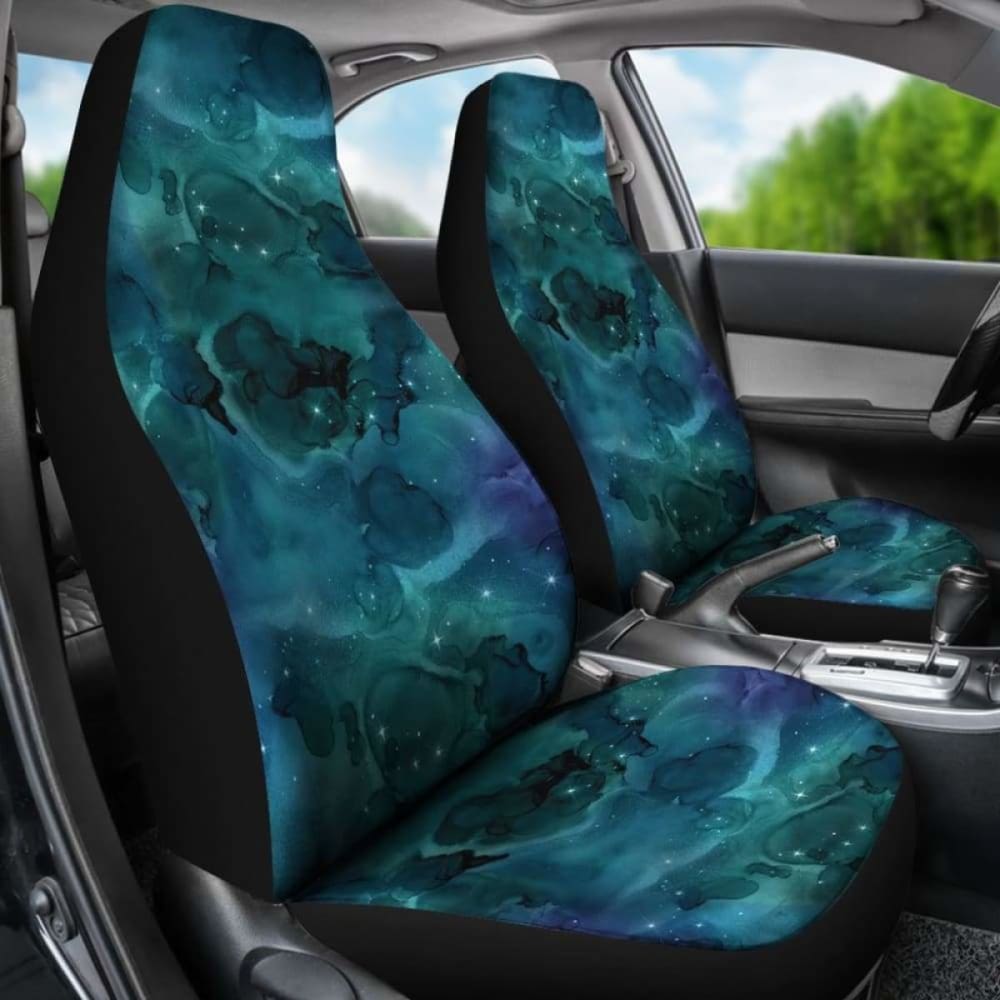 Teal Blue Sky Galaxy Nebula Pattern Car Seat Covers