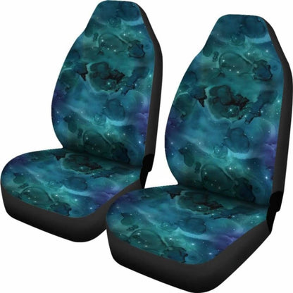 Teal Blue Sky Galaxy Nebula Pattern Car Seat Covers