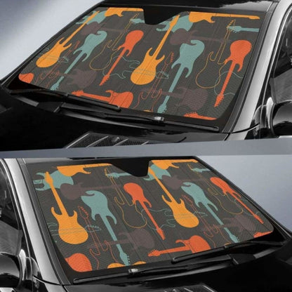 Electric Guitars Pattern Car Auto Sun Shades