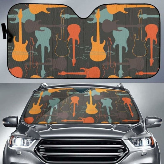 Electric Guitars Pattern Car Auto Sun Shades