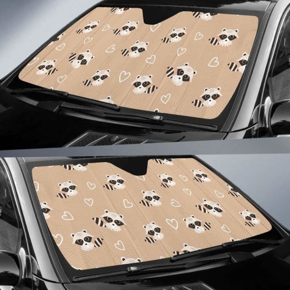 Cute Raccoon Heart Pattern Car Auto Sun Shades
