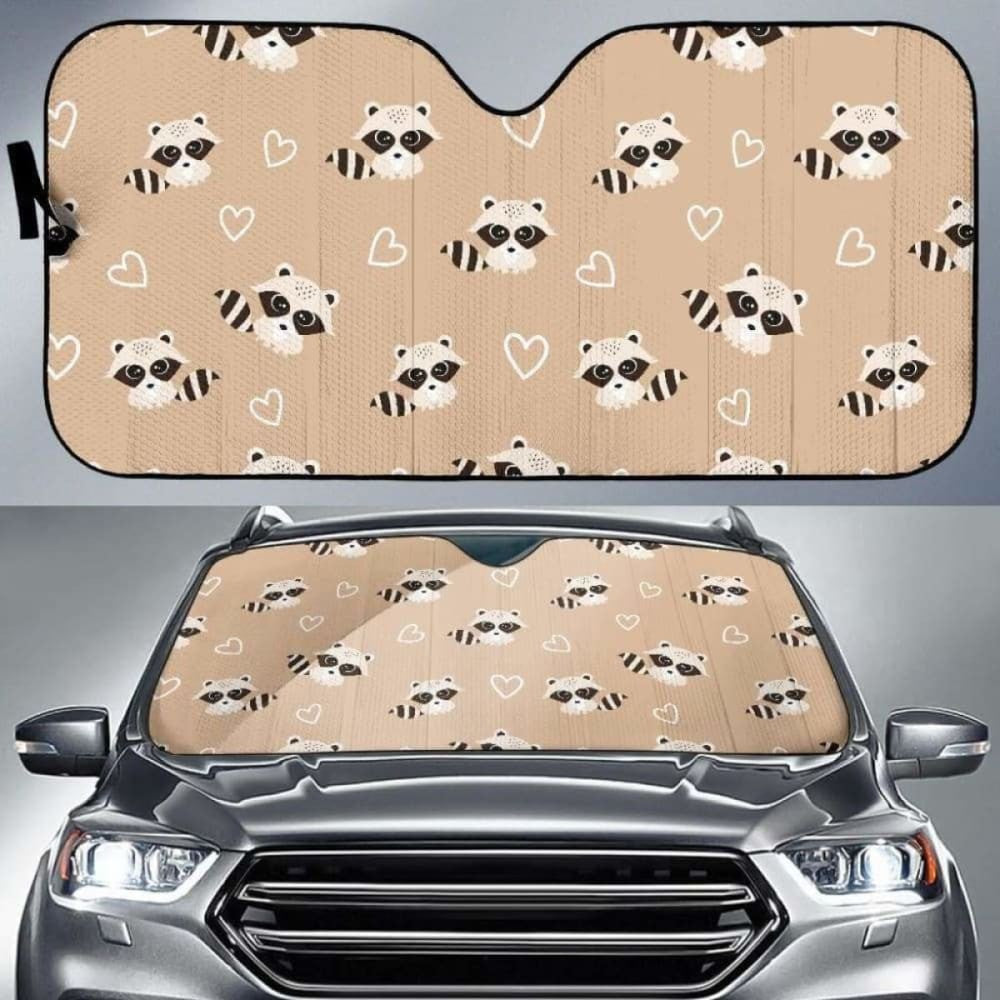 Cute Raccoon Heart Pattern Car Auto Sun Shades